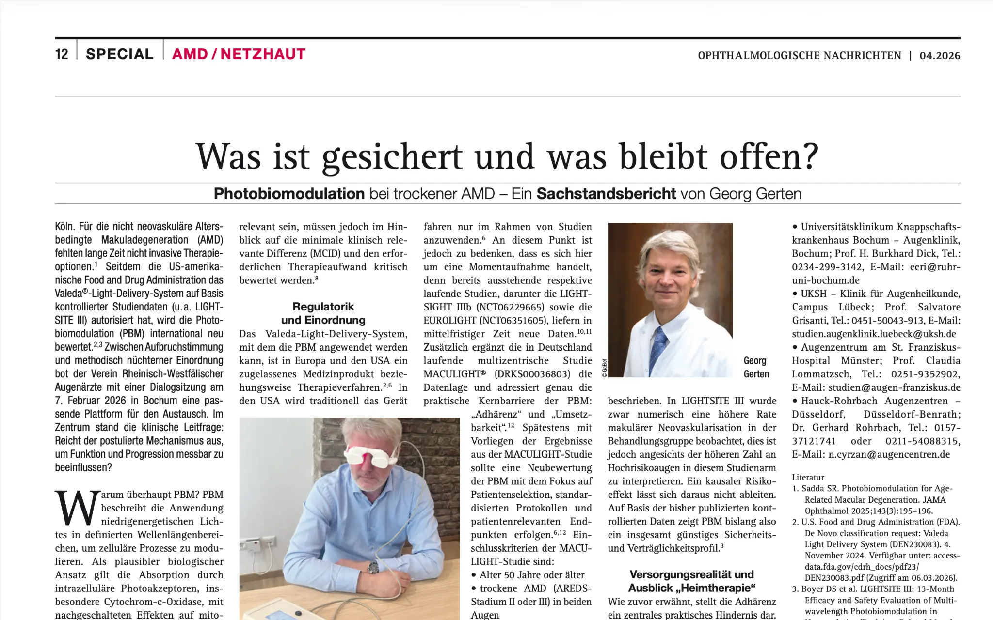 PBM status report in Ophthalmologische Nachrichten